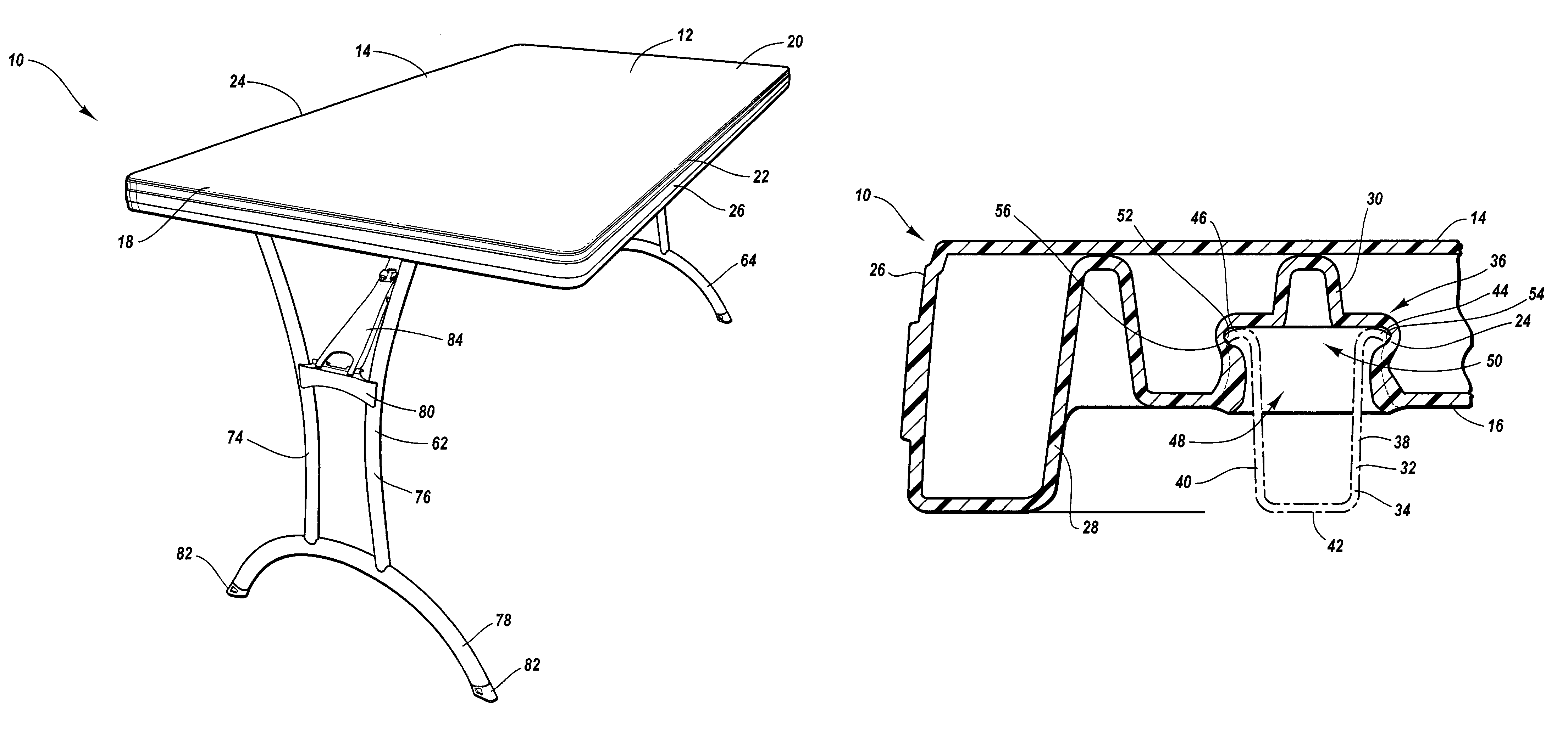 Frame that can be attached to a table top without mechanical fasteners