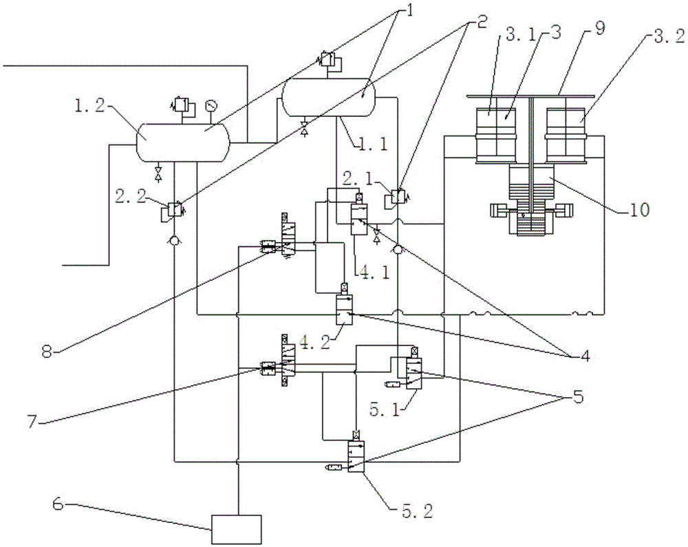 Press machine air pad ascending and descending control device and method based on power failure protection