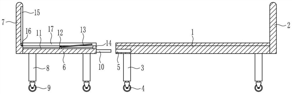 A kind of nursing bed for medical use, which is convenient for patients to eat