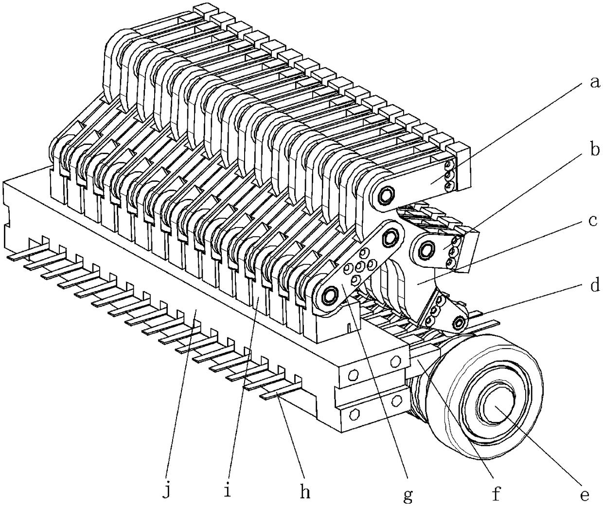 Single-driving composite material fiber placement head integral device and reconveying wheel shaft system thereof