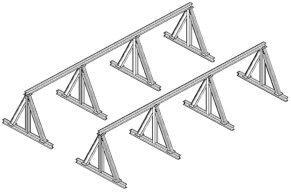 Detachable triangular scaffold and steel truss assembly construction method