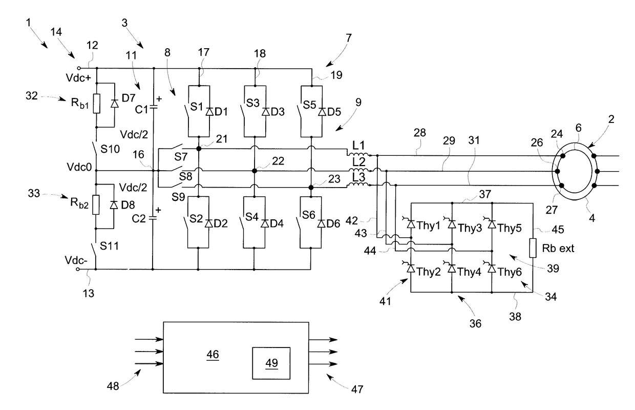 Method to protect a power converter arrangement and power converter arrangement with a protective device