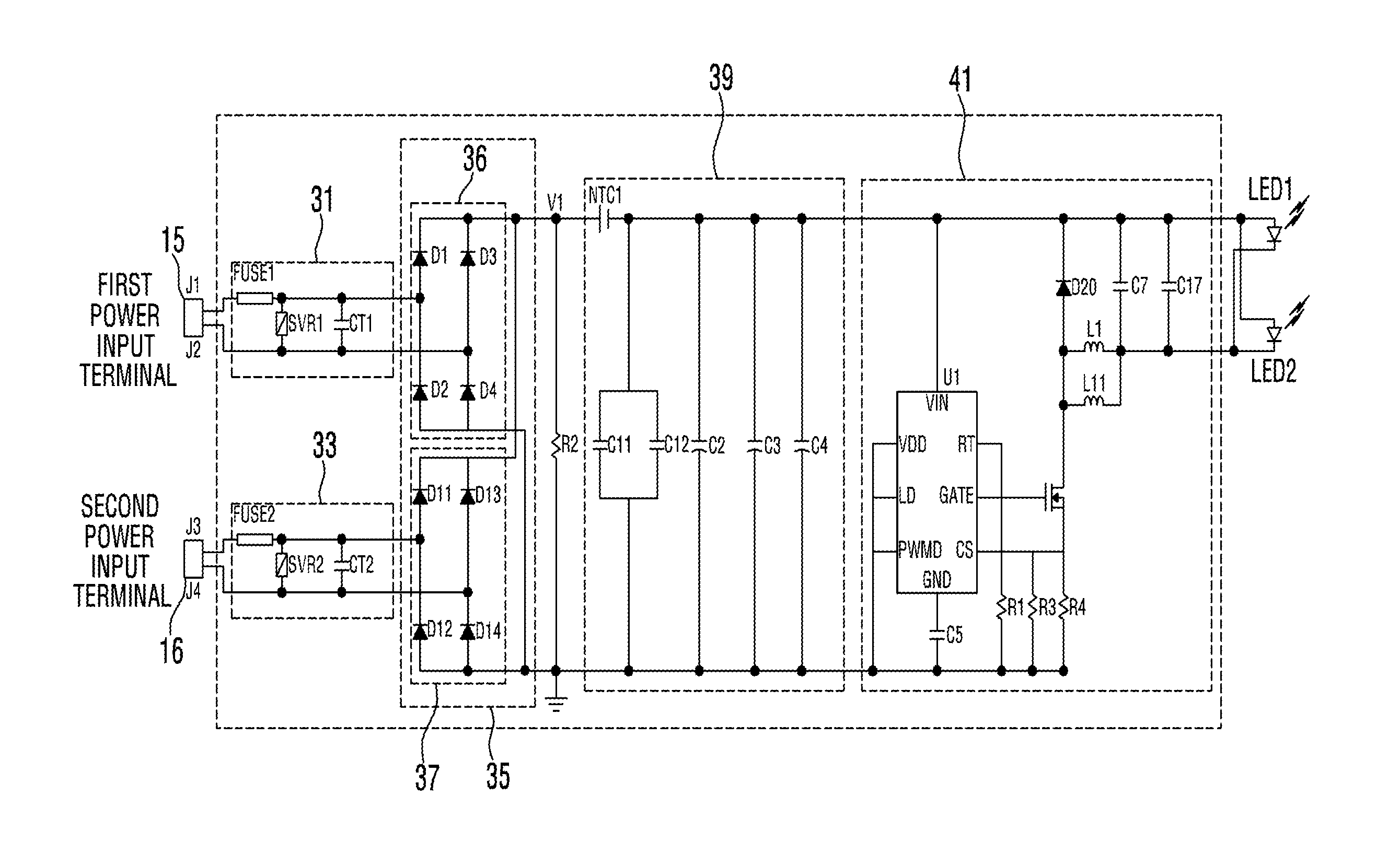 LED lighting device using ballast