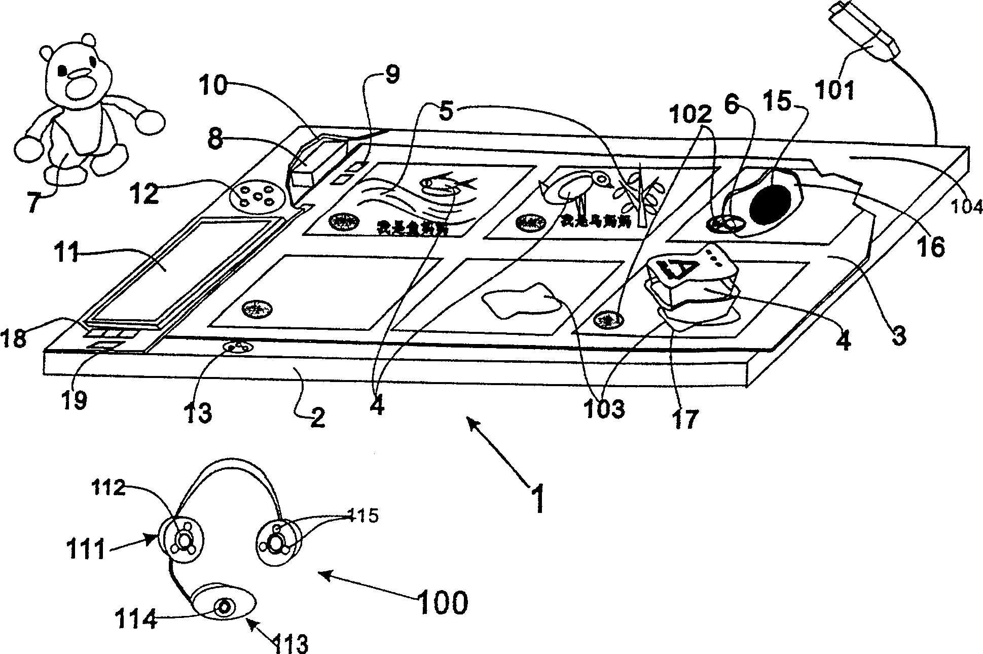 Touchable toy containing teaching utensil for making food