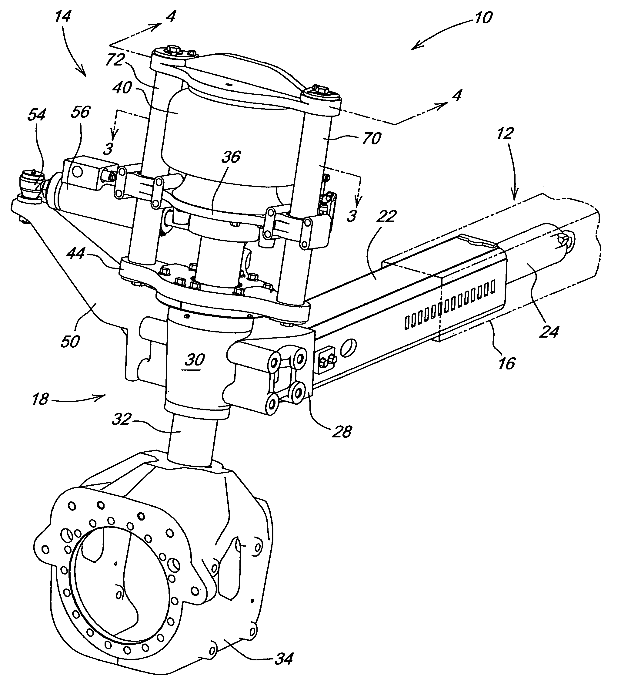 High clearance vehicle suspension with twin spindles for transferring steering torque