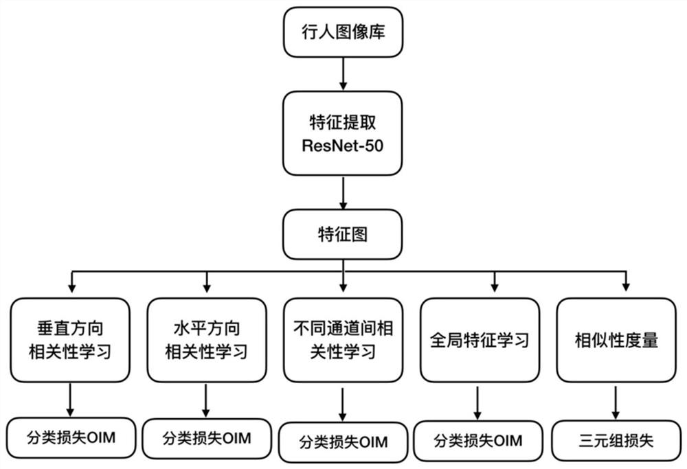 Pedestrian re-identification method based on multi-branch fusion model