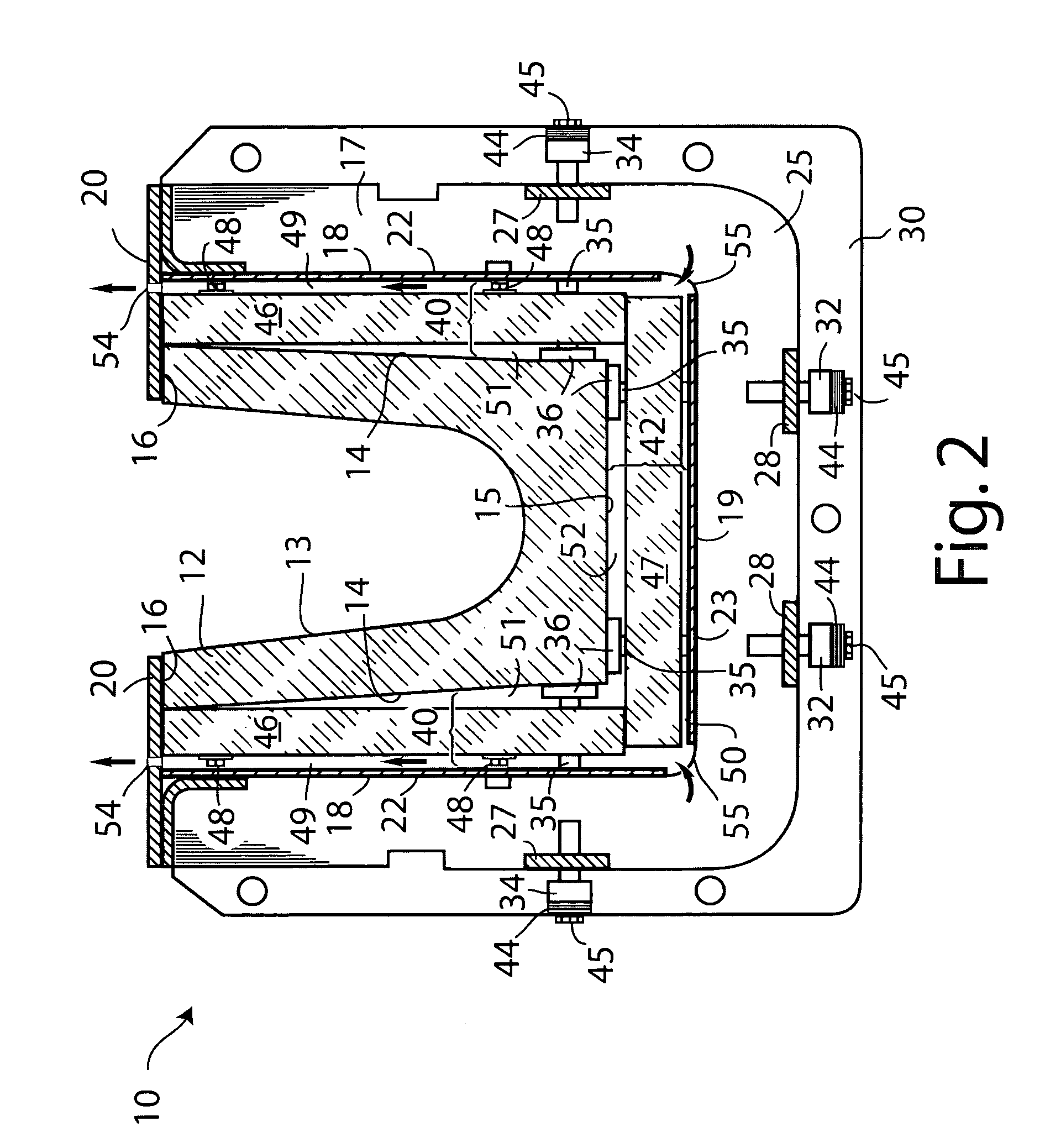 Molten metal containment structure having flow through ventilation