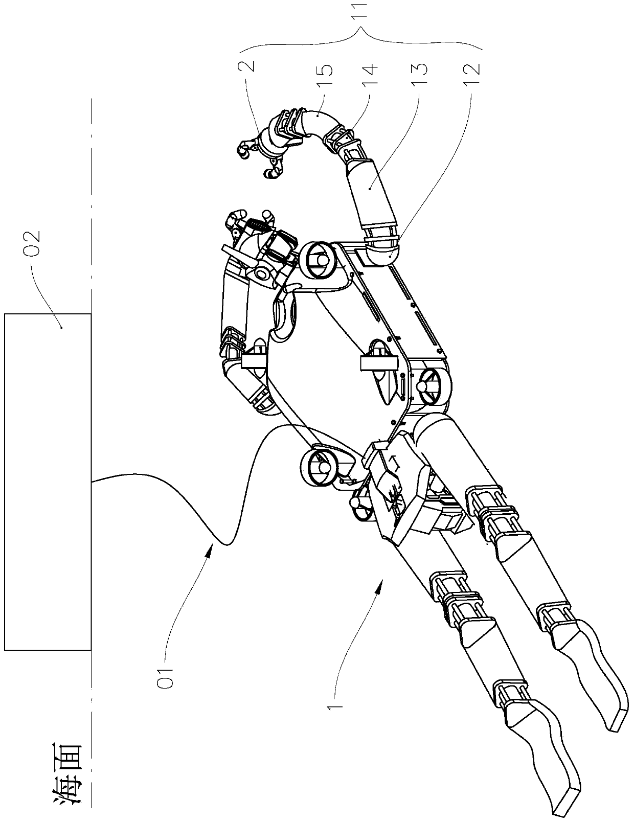 Robot frogman and palm assembly