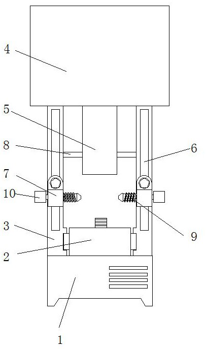 Iron slag removing and protecting structure of automobile forging die-casting forming machine