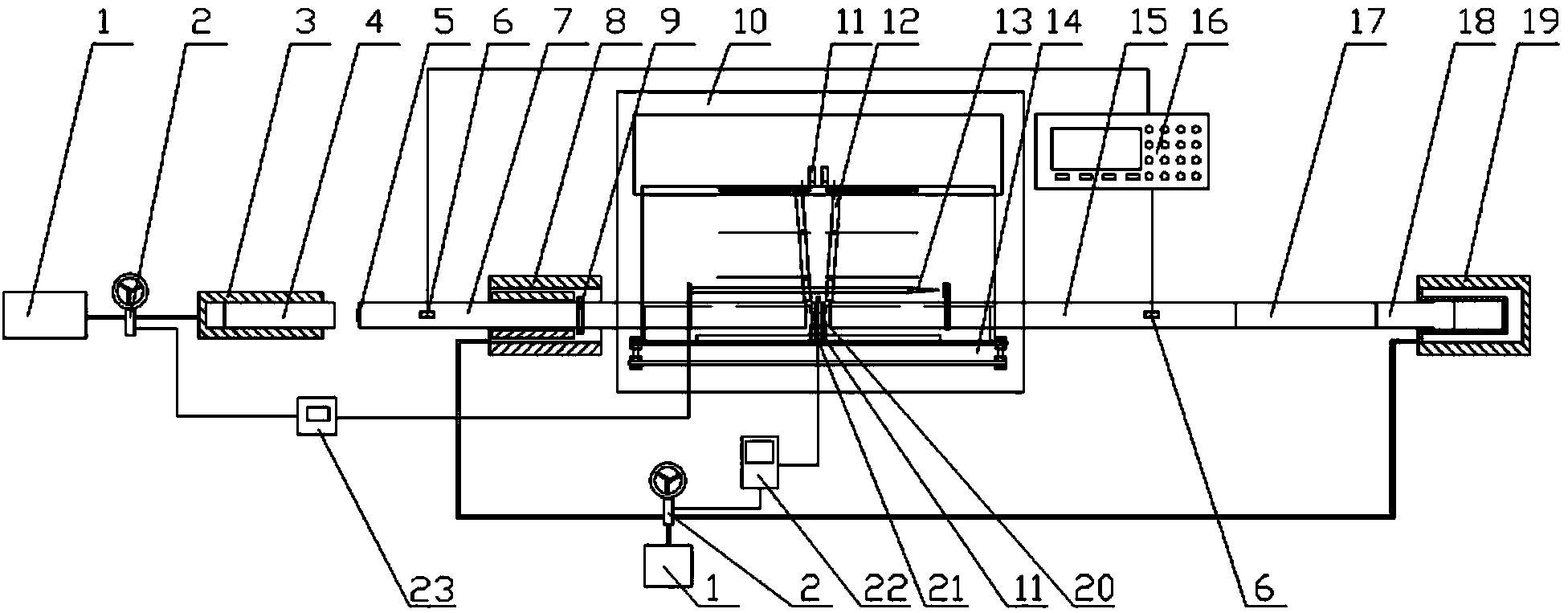 Experimental device for automatically loading impacts on SHPB (Split Hopkinson Pressure Bar) at high temperature