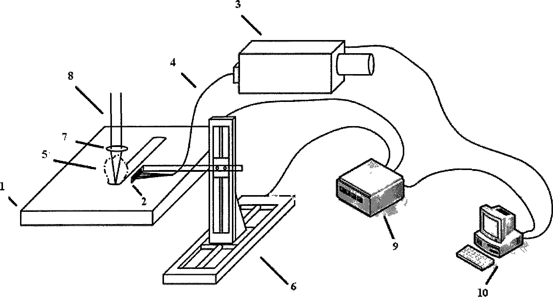 Laser induced plasma temperature spatial distribution detecting device and detecting method