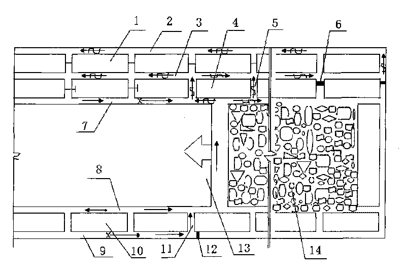 Ventilating system arranged in U+H shape under coal mine