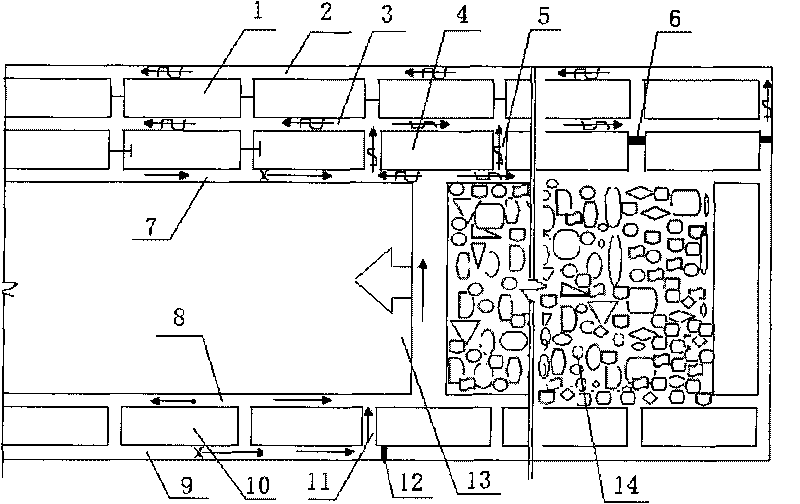 Ventilating system arranged in U+H shape under coal mine