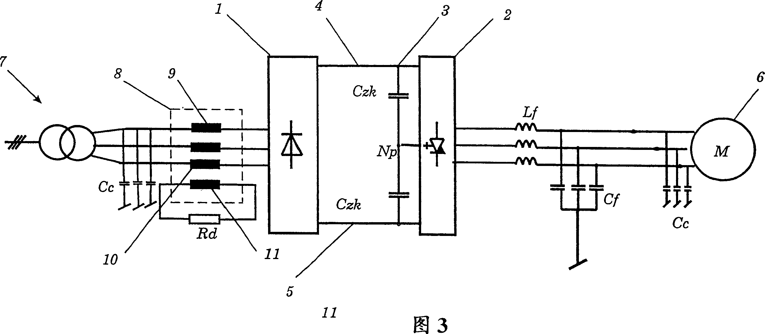 Converter circuit structure with direct voltage intermediate circuit