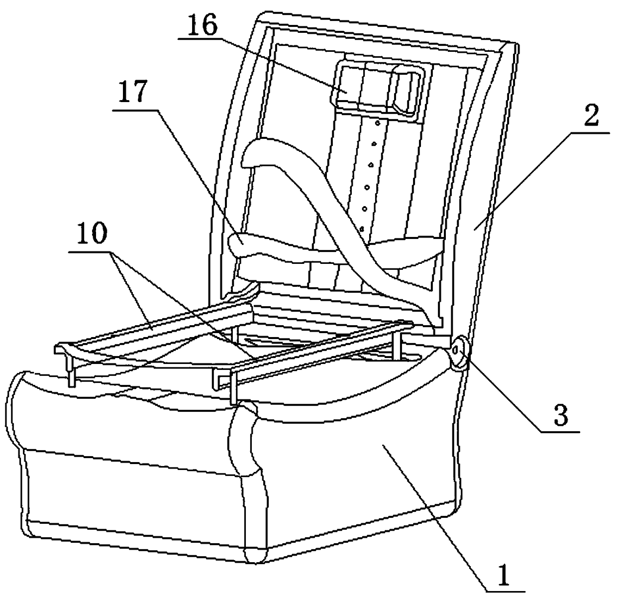 A self-balancing one-piece general purpose seat