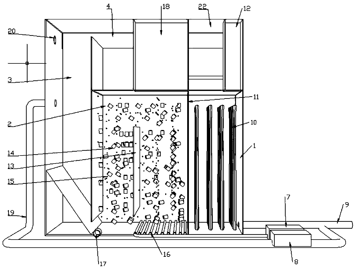 Mixed filler fluidized tank coupled constructed wetland sewage advanced treatment apparatus