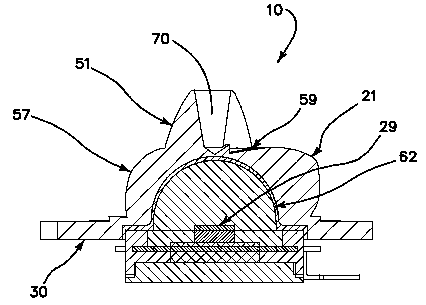 LED device for wide beam generation