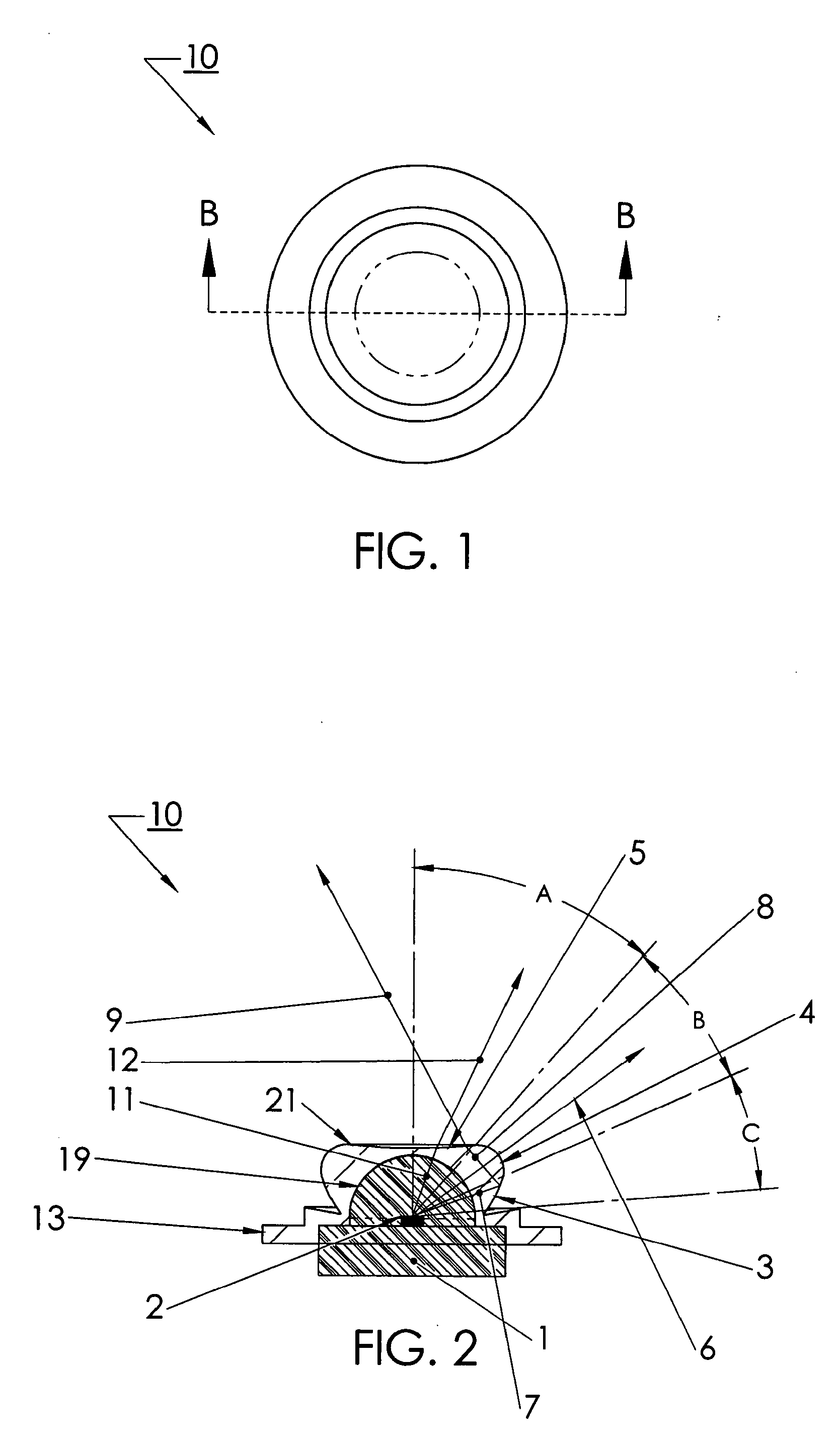 LED device for wide beam generation