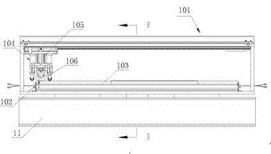 Metal plate cutting-off and edge-sealing device with laser carving function