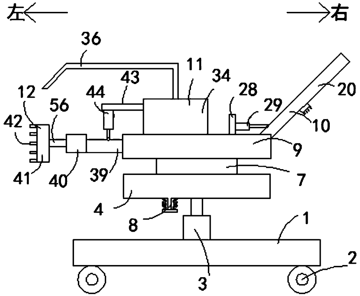 Ditch wall scraping device for water conveying ditch for hydraulic engineering