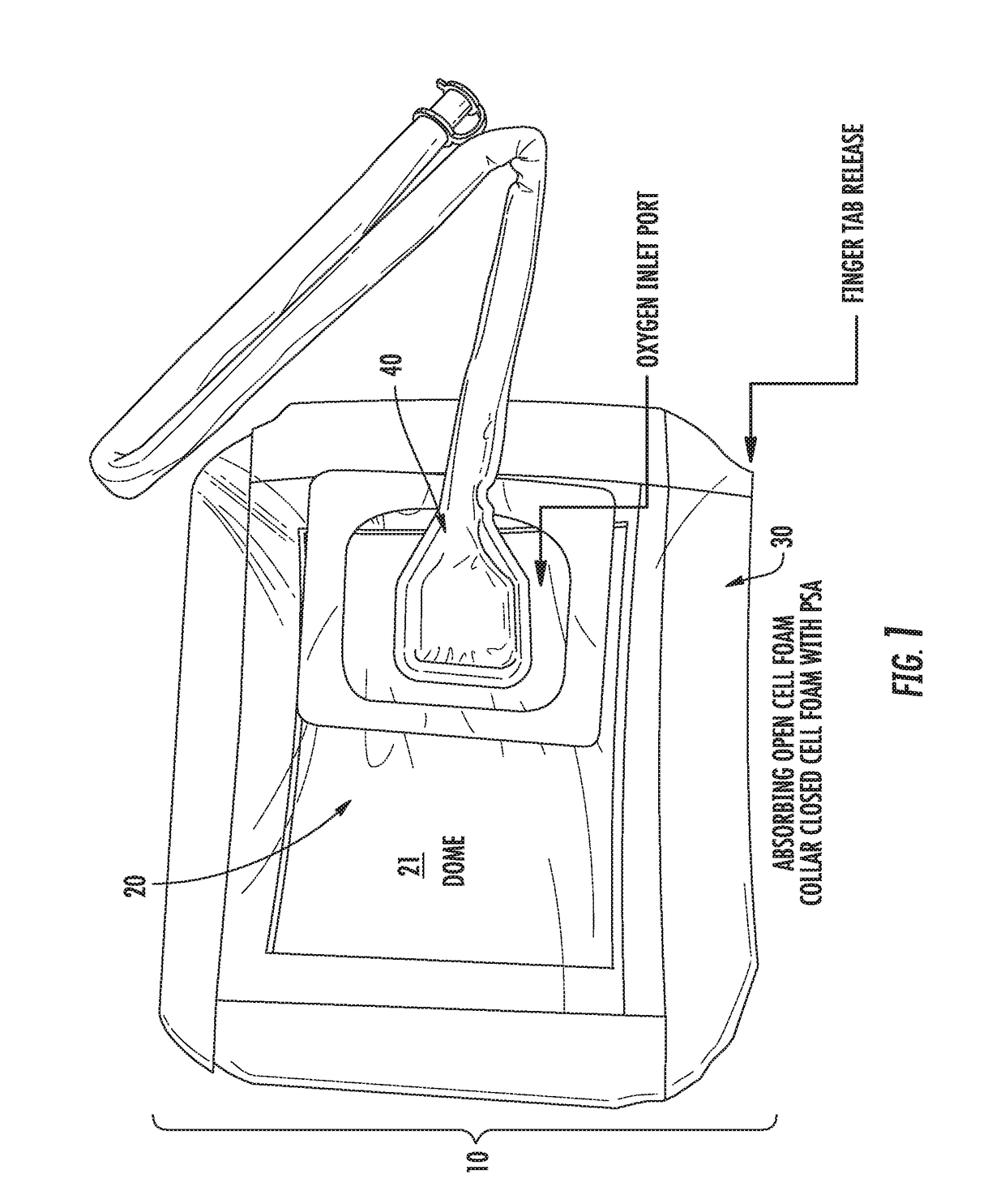 Transparent Tourniquet and Bandage Material System Utilizing Absorbing Components and Treatment Gas