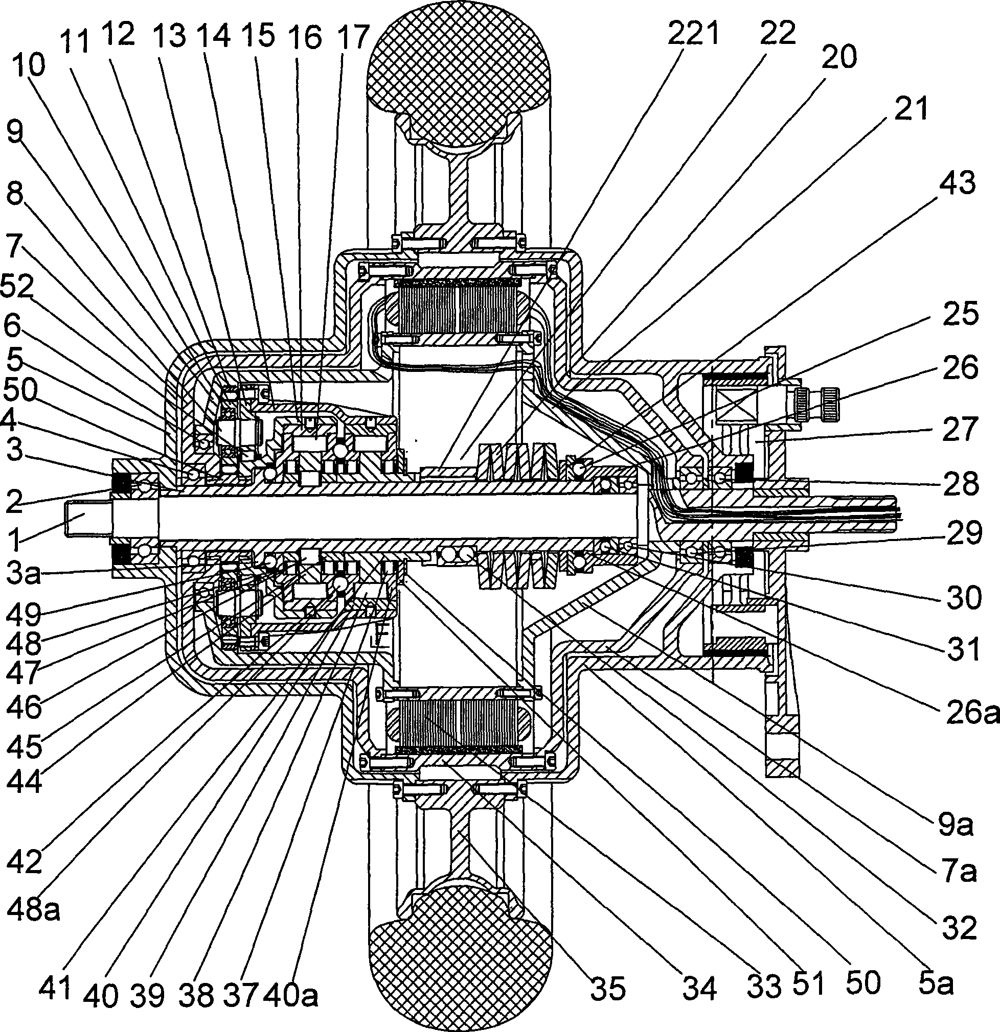 Hub-type planetary gear two-shift automatic speed variator