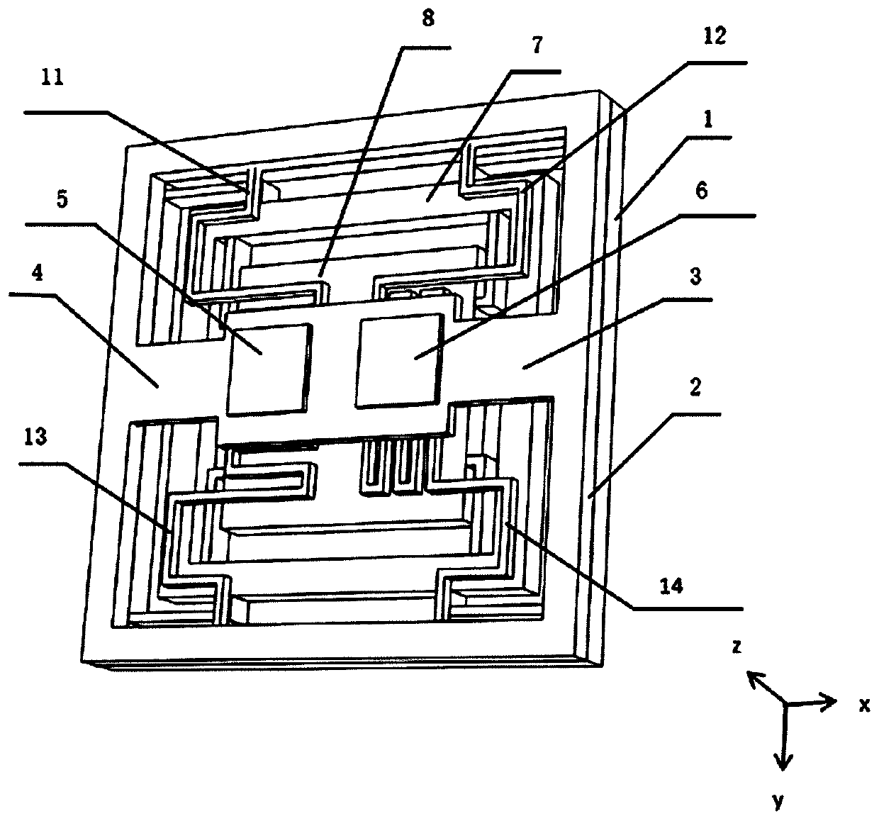 Multi-bridge tunnel magnetic resistance biaxial accelerometer