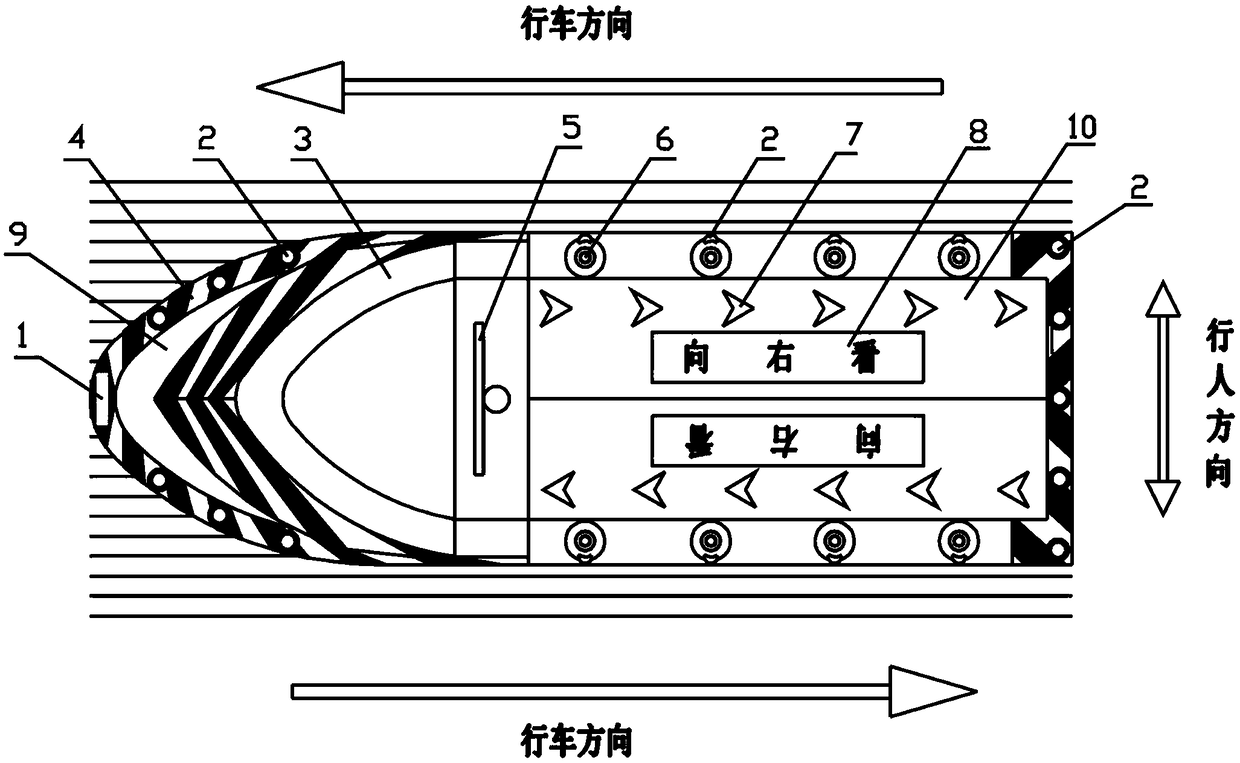 Anti-collision inducible city central separating zone safety island