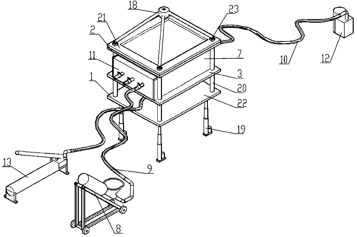 Visualized experiment device for studying rock fissure-induced grouting parameters and method