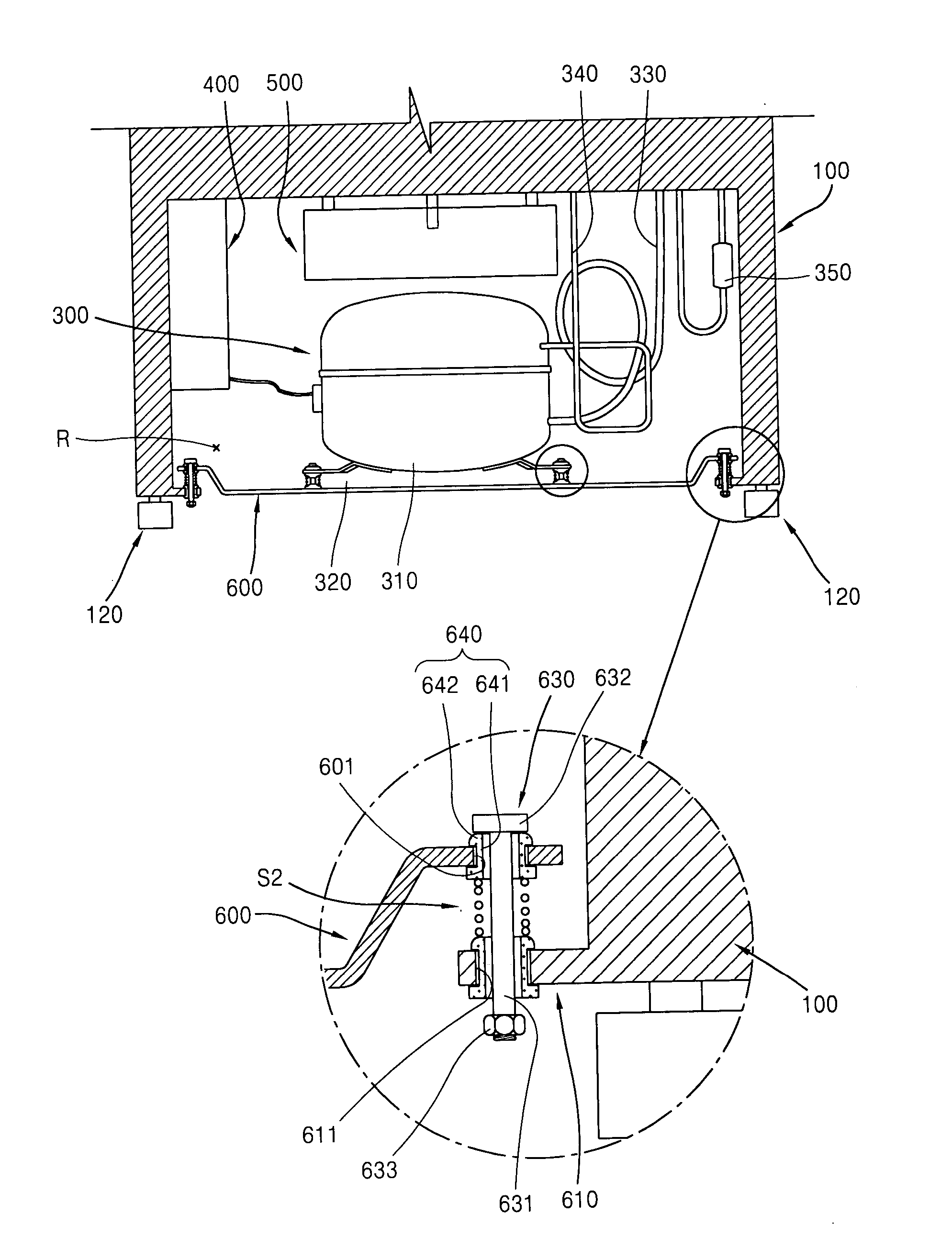 Vibration isolation apparatus for wine refrigerator