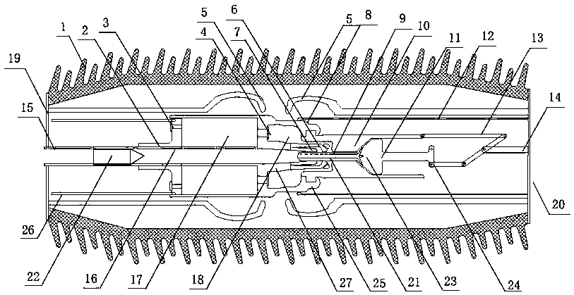 Self-energy dual-acting arc extinguishing chamber