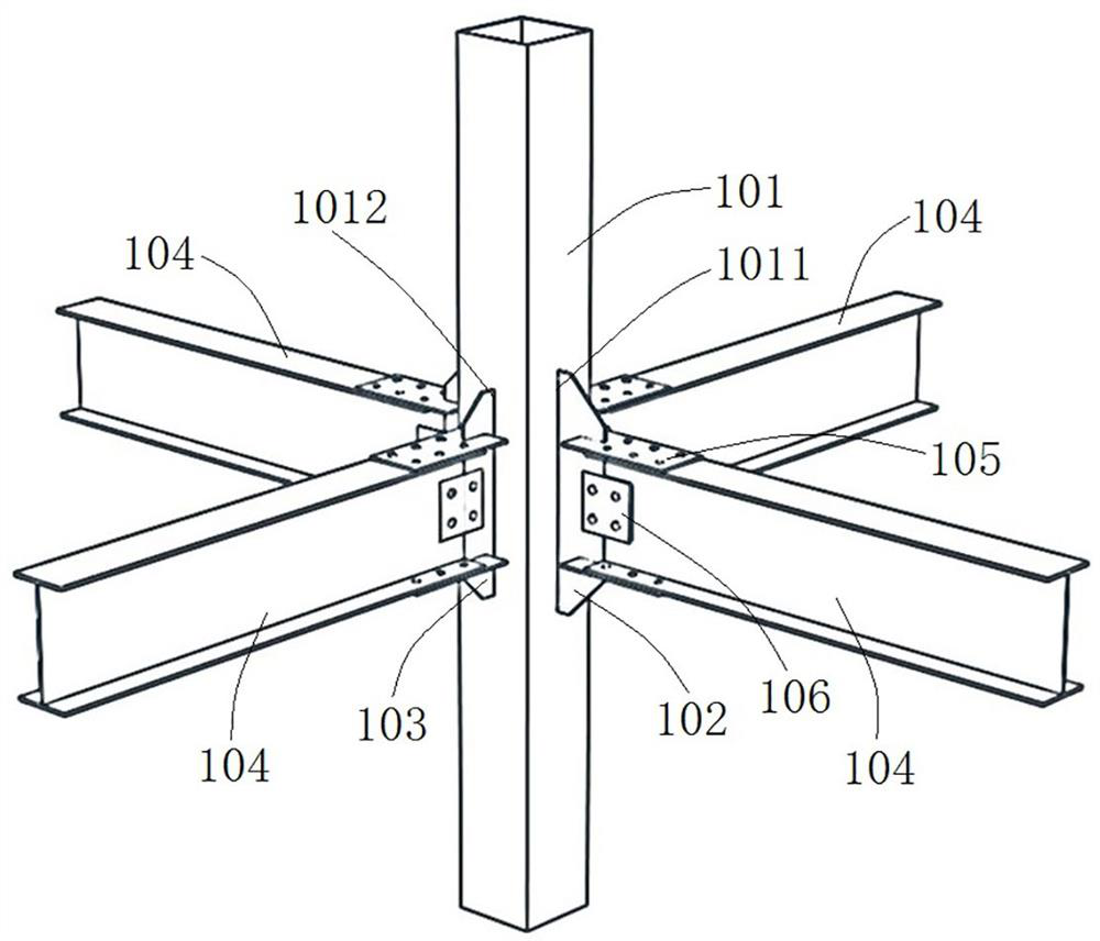 Prefabricated web through type concrete-filled steel tubular column and steel beam connecting joint