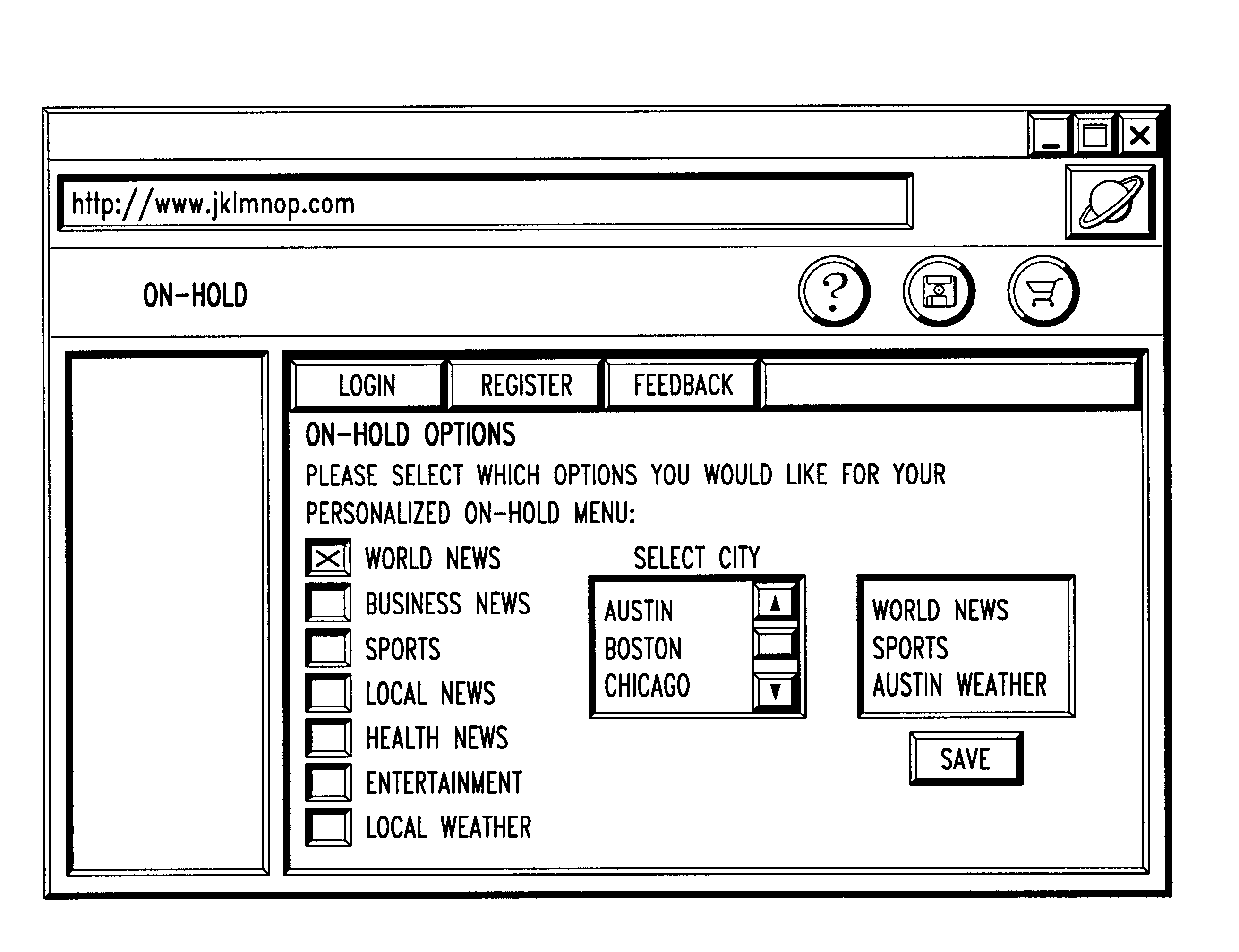 Local on-hold information service with user-controlled personalized menu