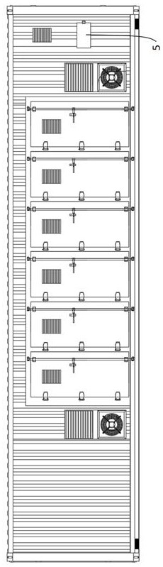 Subdivision type energy storage battery container