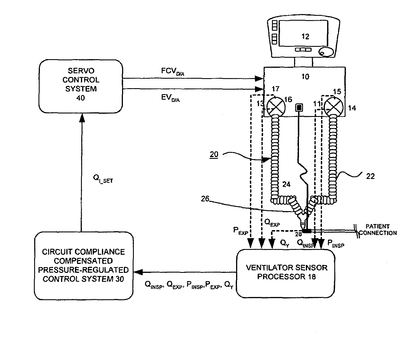 System and method for circuit compliance compensated pressure-regulated volume control in a patient respiratory ventilator