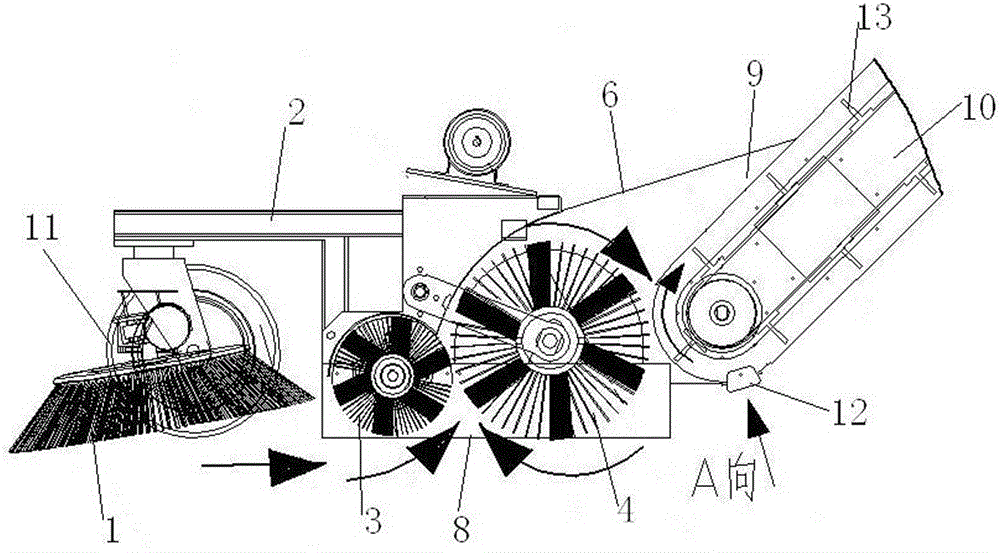 Paired-roller roll-sweeping brush superstrong garbage grabbing mechanism based sweeper