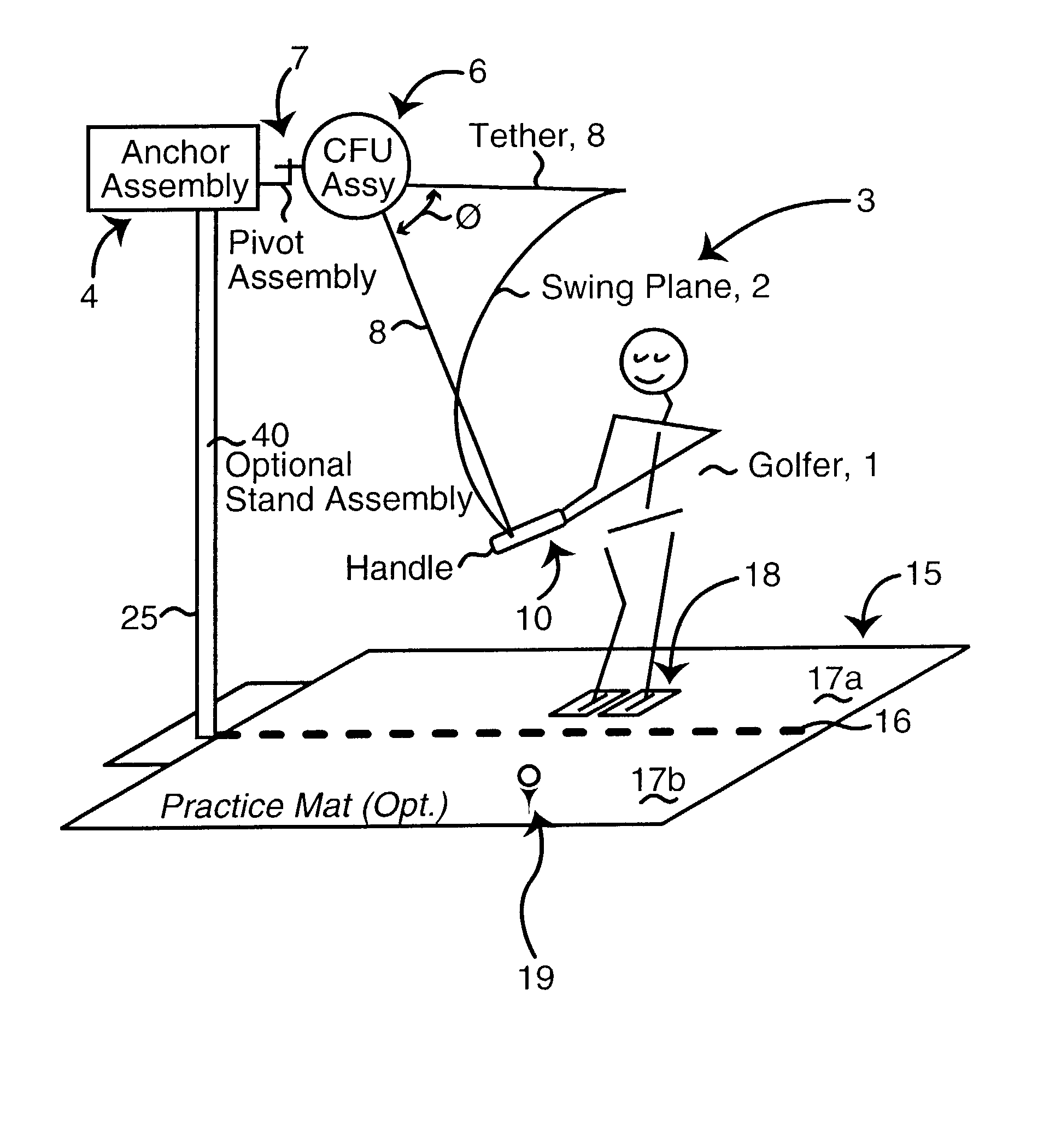 Constant force golf swing training device, methods of training and internet operation