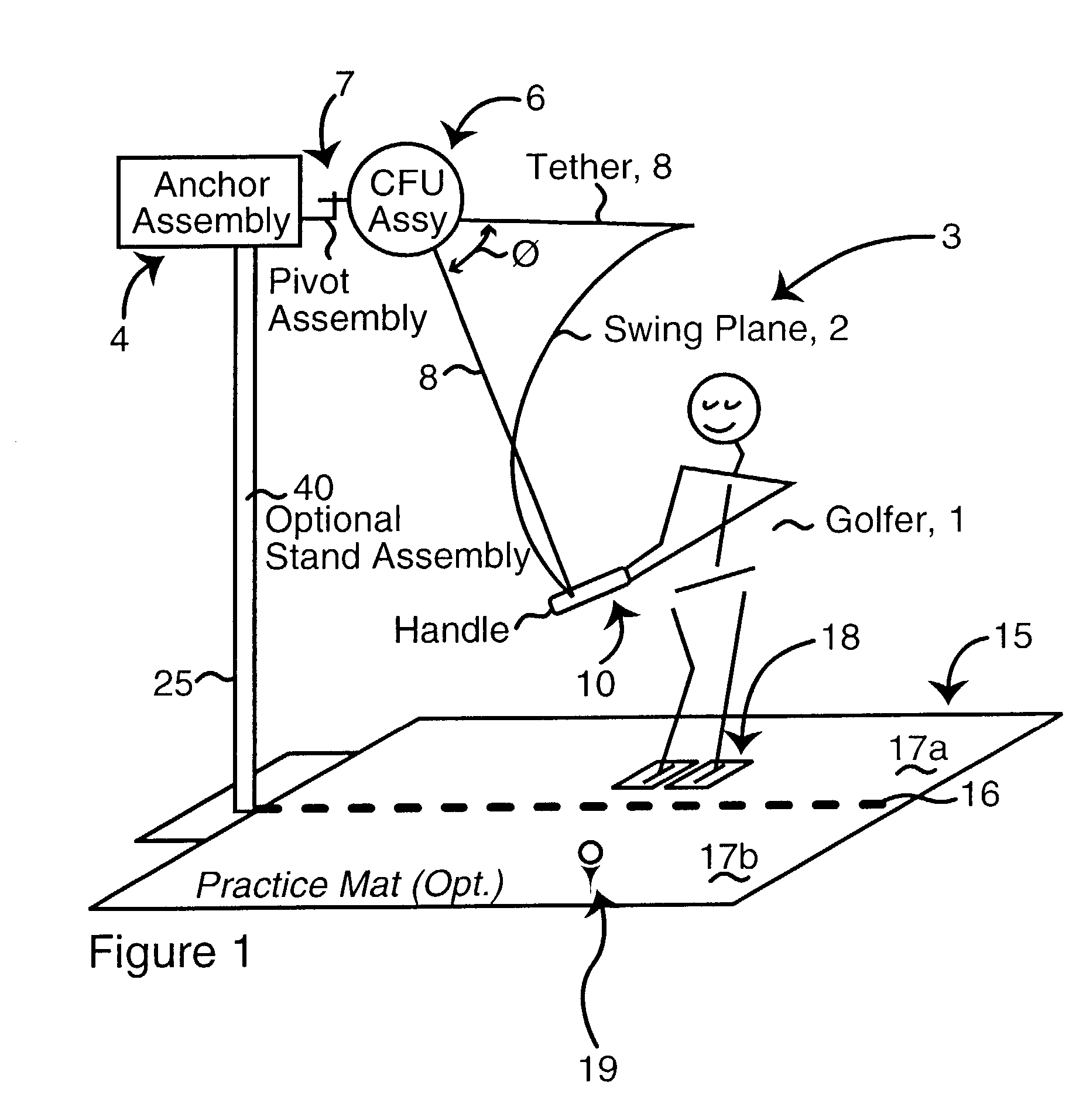 Constant force golf swing training device, methods of training and internet operation