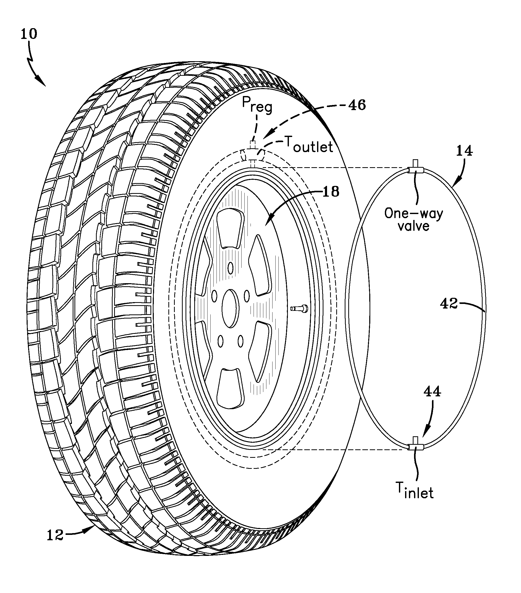 Self-inflating tire assembly