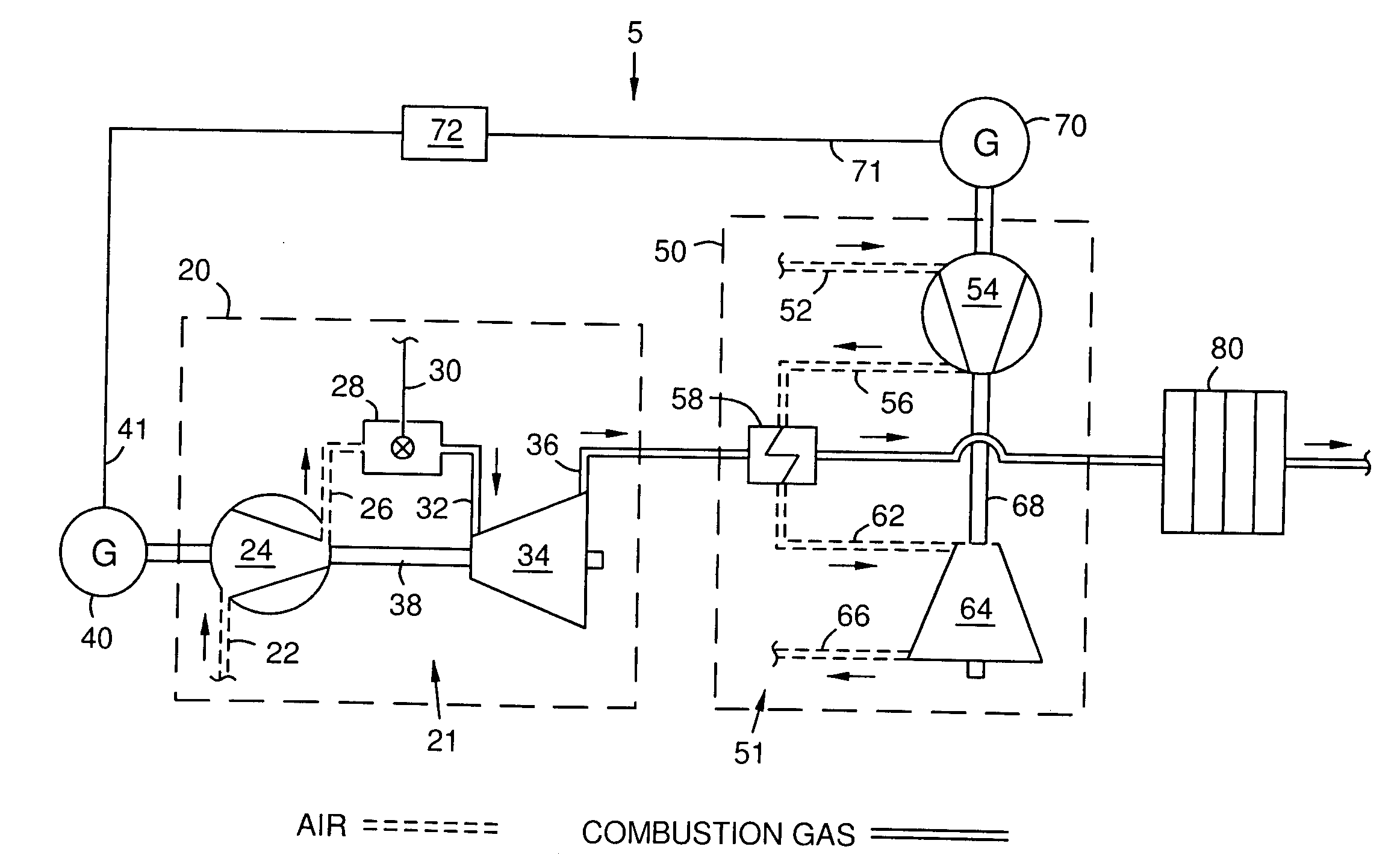 Heat recovery gas turbine in combined brayton cycle power generation