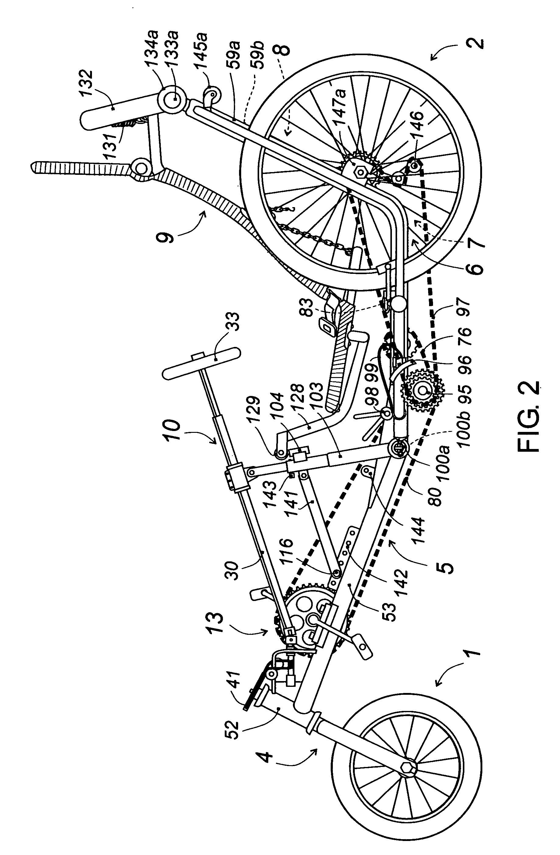 Folding recumbent vehicle