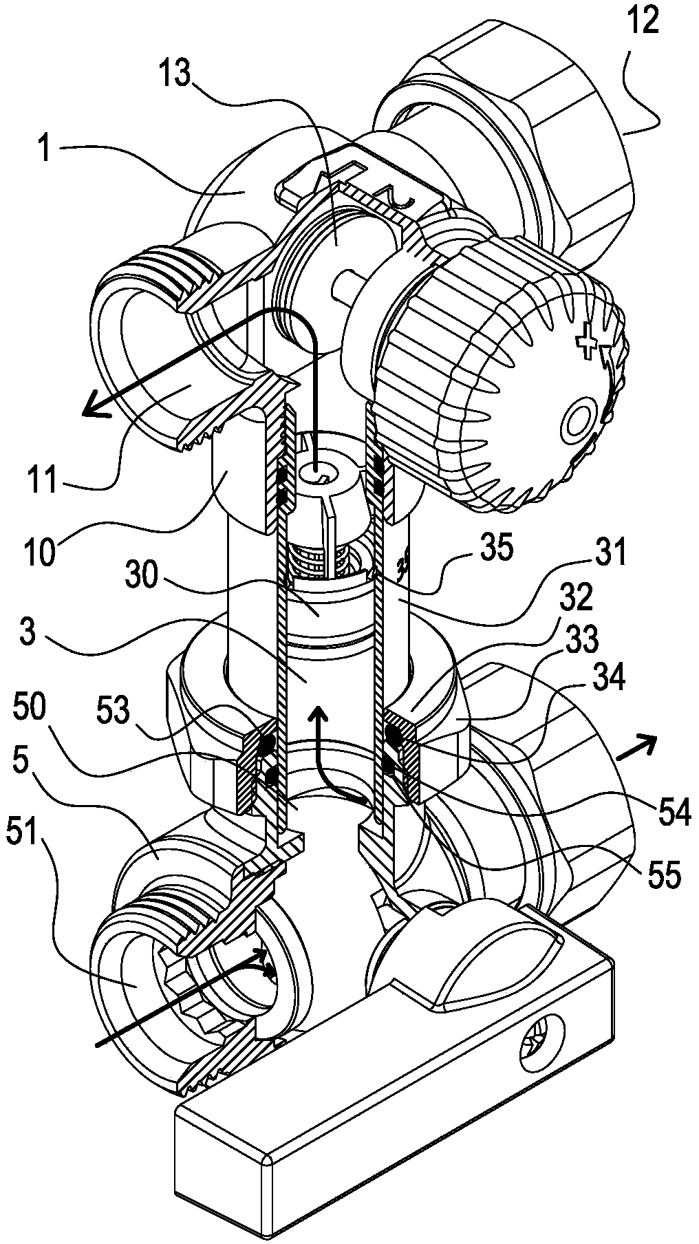 A fan coil temperature control valve group