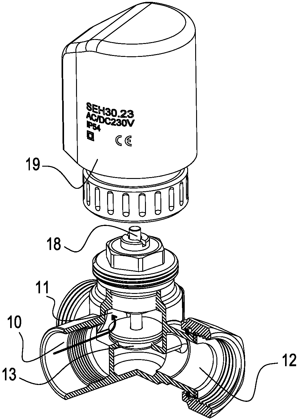 A fan coil temperature control valve group