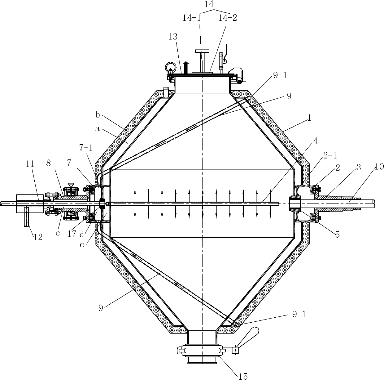 Biconical rotary vacuum drying main machine