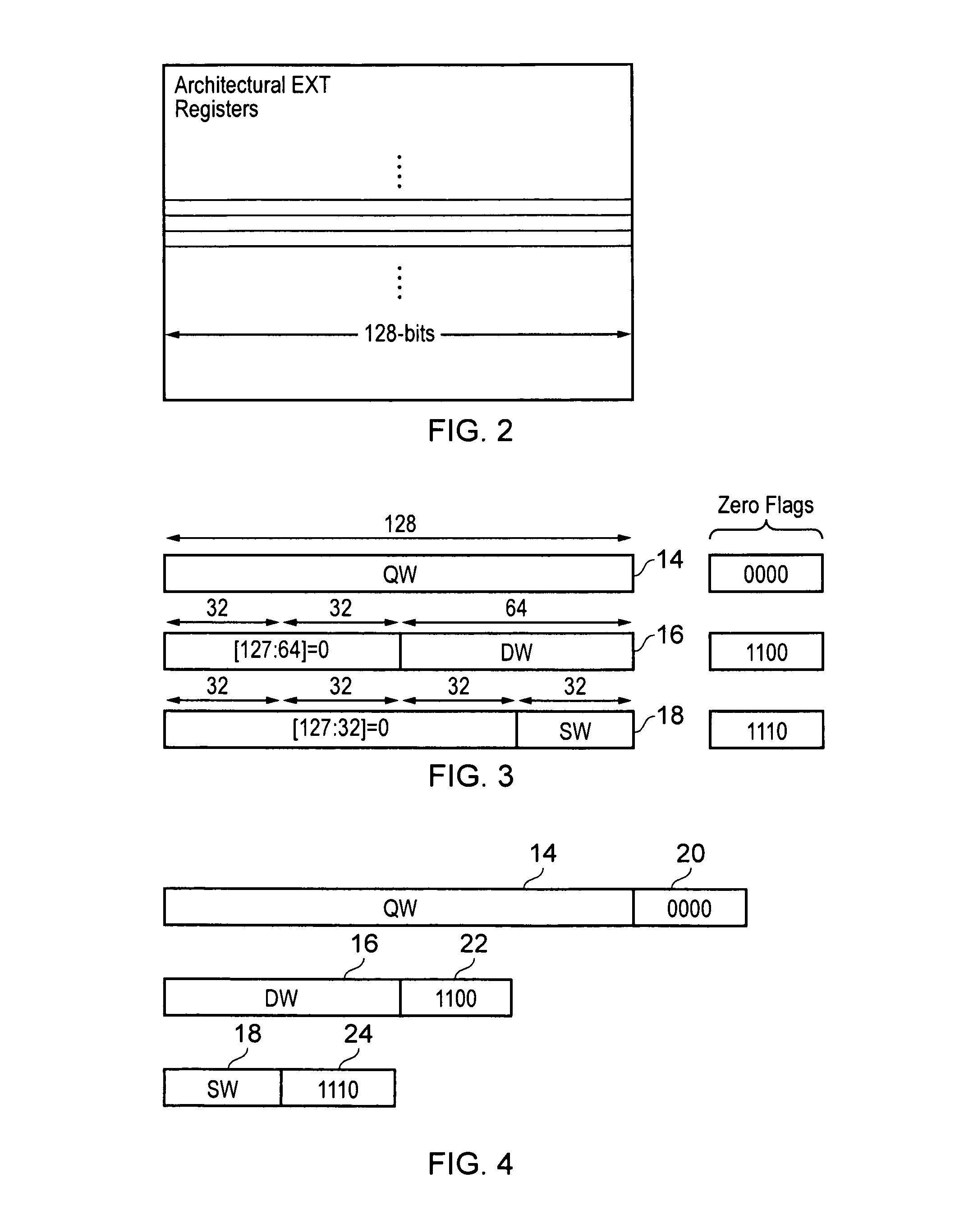 Setting zero bits in architectural register for storing destination operand of smaller size based on corresponding zero flag attached to renamed physical register