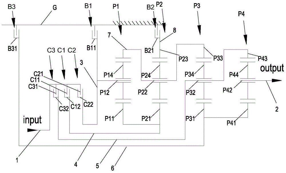 Multi-gear automatic transmission