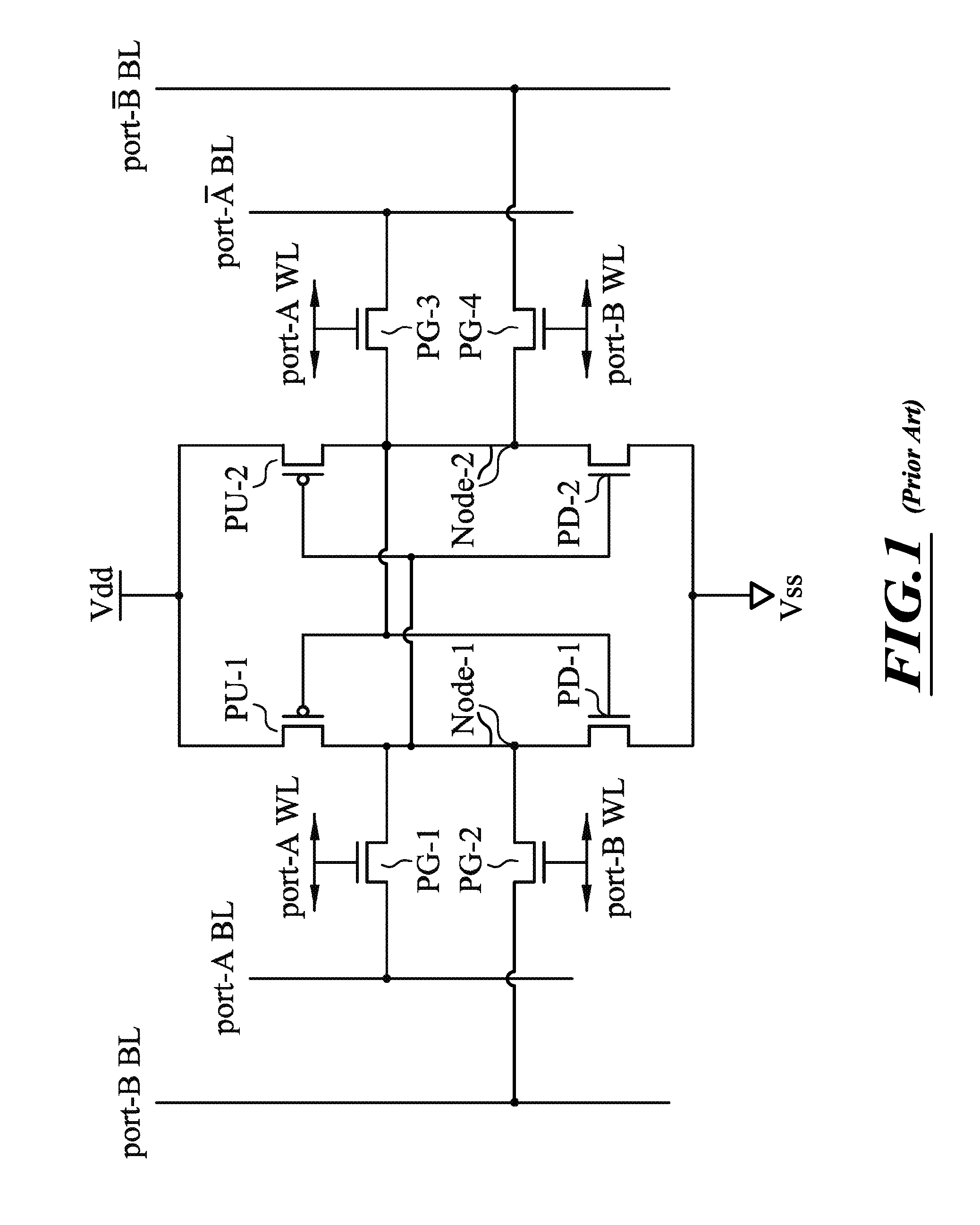 Dual port SRAM having reduced cell size and rectangular shape