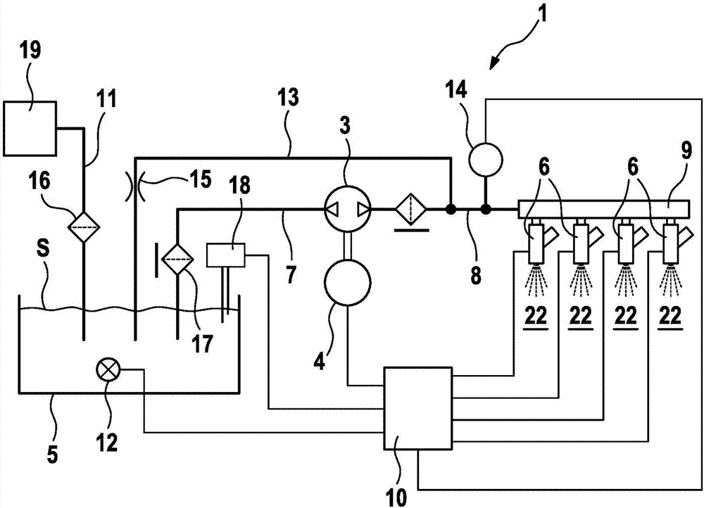 Device and method for injecting water of an internal combustion engine