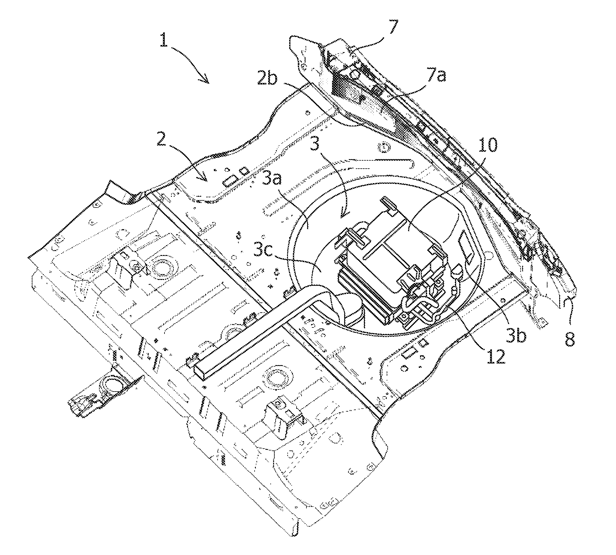 Installation structure for charging equipment in rear vehicle body