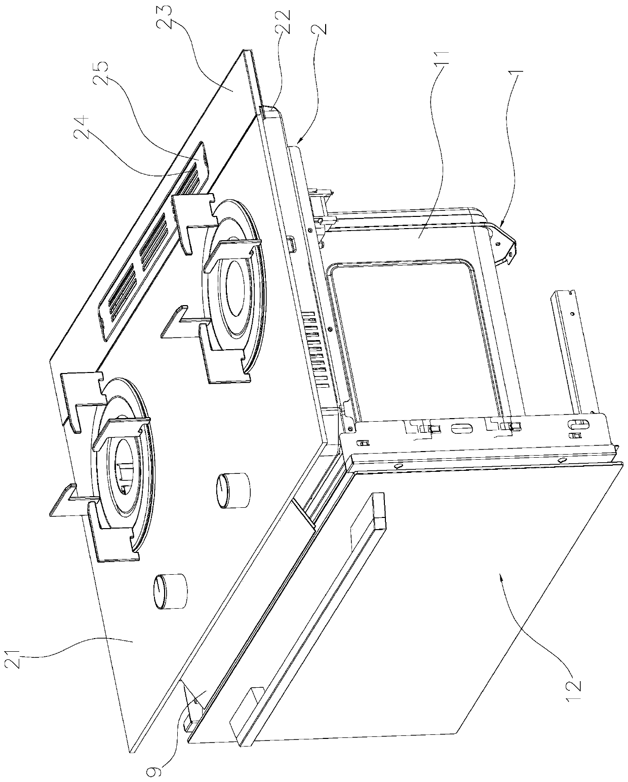 Integrated cooker with cooking device